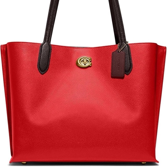 NWT COACH Willow Tote Red Leather Shoulder Bag Purse - Picture 1 of 6